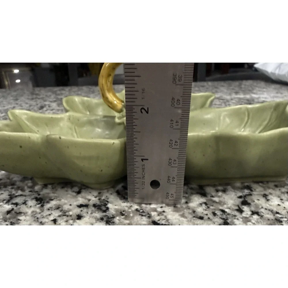 Williams-Sonoma Barbara Eigen Harvest Pumpkin 3 Leaf Relish Dish Olive Green